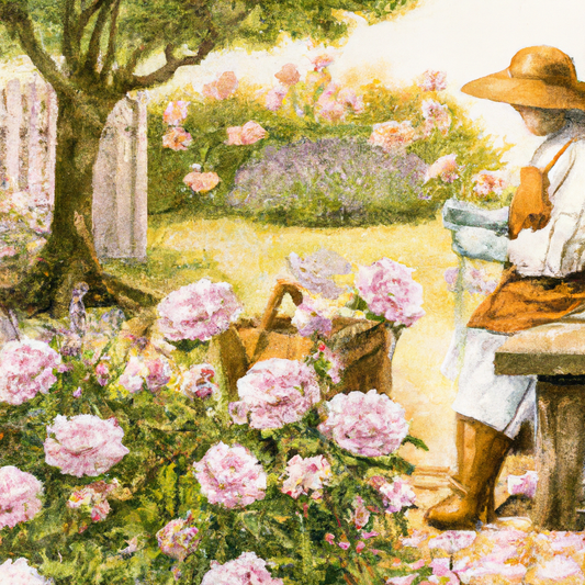 Create an image of a gentle, sunlit garden filled with various types of roses in soft pastel colors ranging from pale pink to light lavender, each detailed with dewdrops on their petals. In the foregr