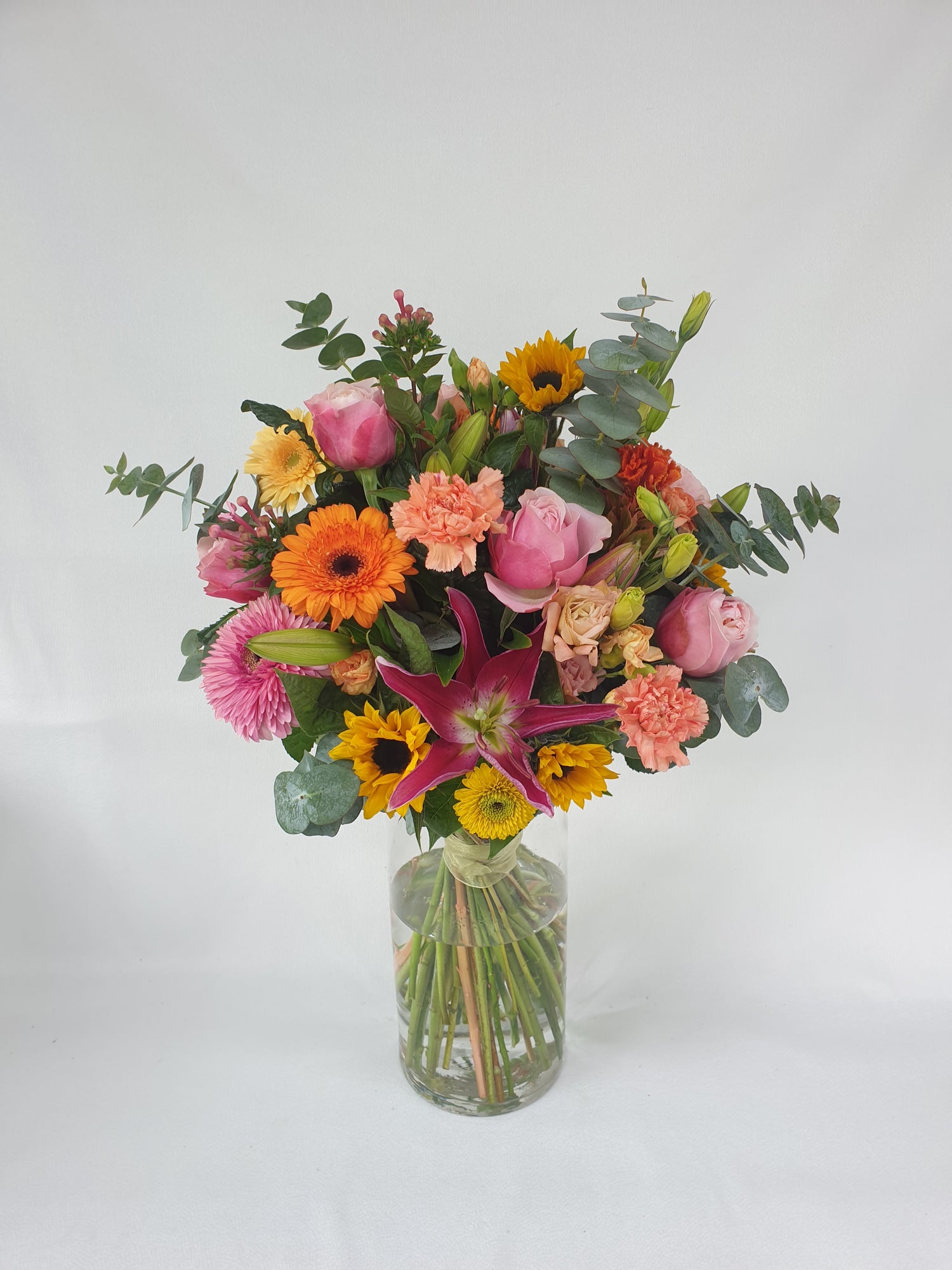 Orange, pink, and yellow bouquet.