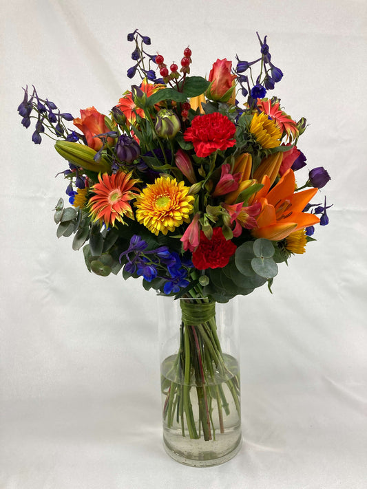 A bouquet of bright flowers.