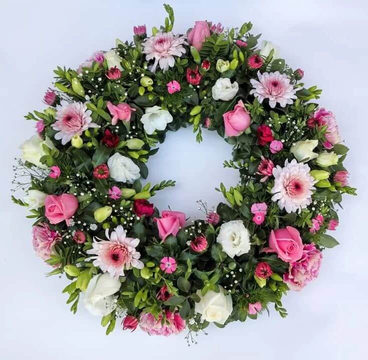 Flower wreath made by one of our qualified florists