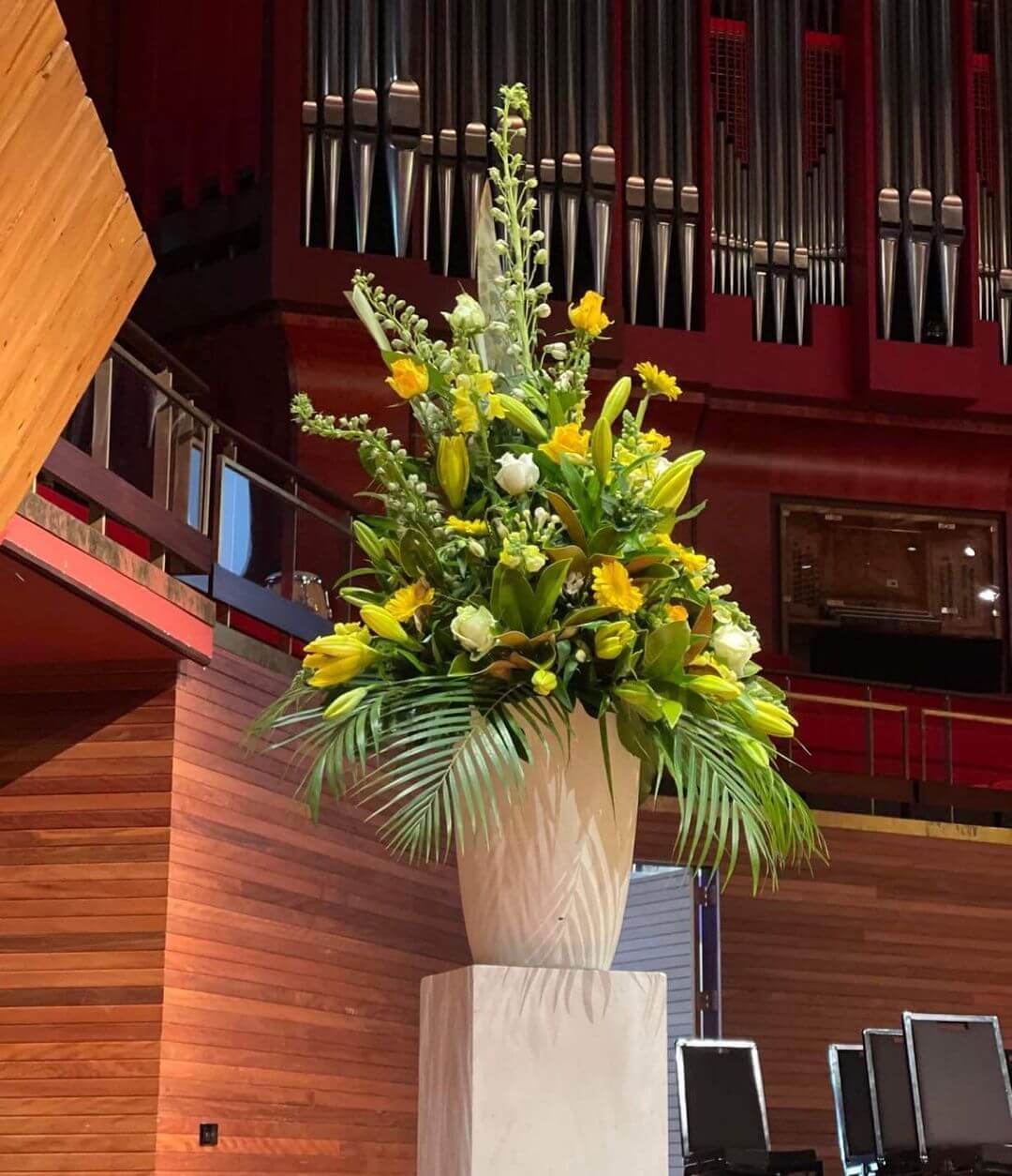 Corporate flower arrangement we made for an event in the Christchurch town hall
