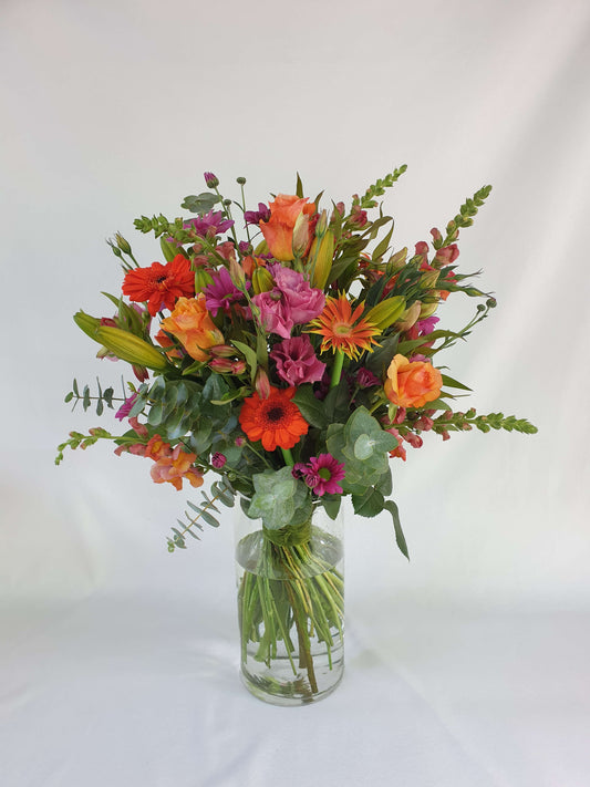 A pink and orange bouquet