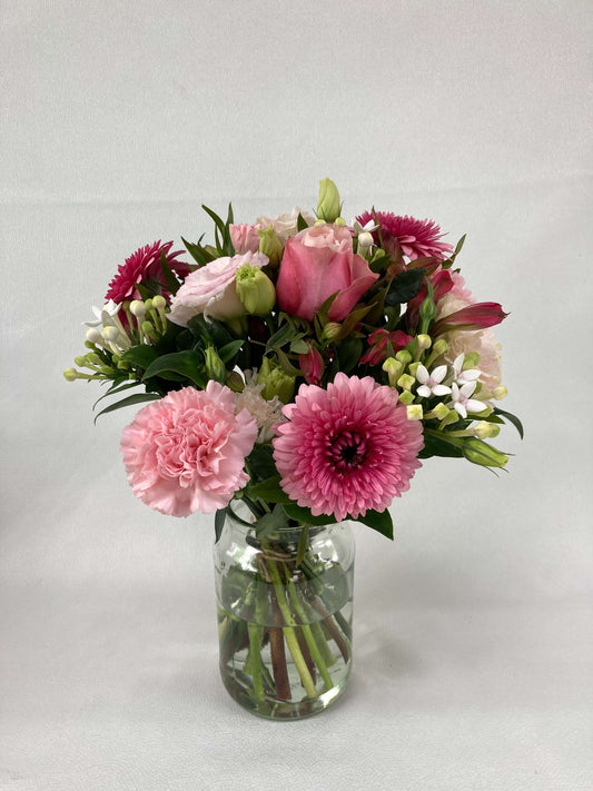 A pink posy up close.