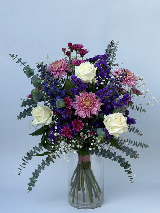 purple, pink, and white bouquet